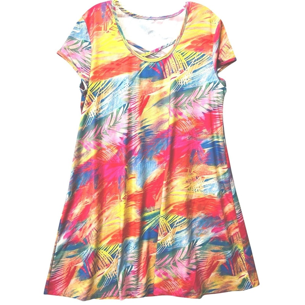 Reel Legends Keep It Cool Stretch Dress Criscross Neckline Summer Cozy Size PL